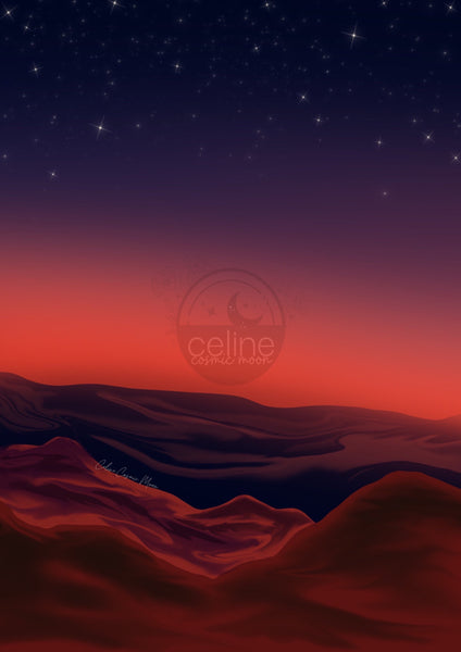 Dawn in the desert Print