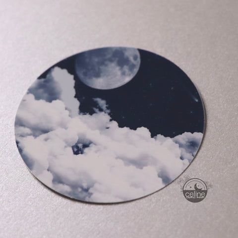 Moon and Clouds Holographic Sticker