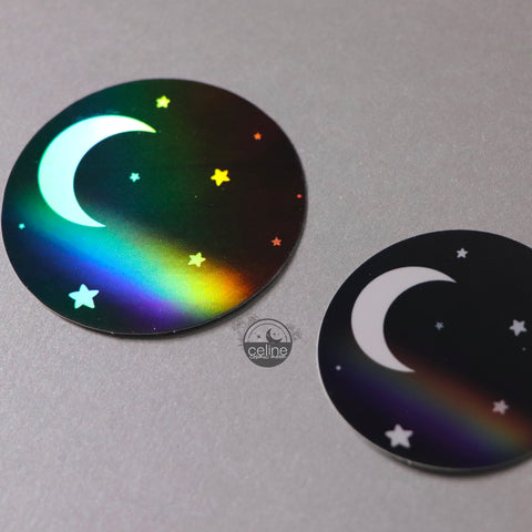 Rainbow Moon and Stars Holographic Stickers